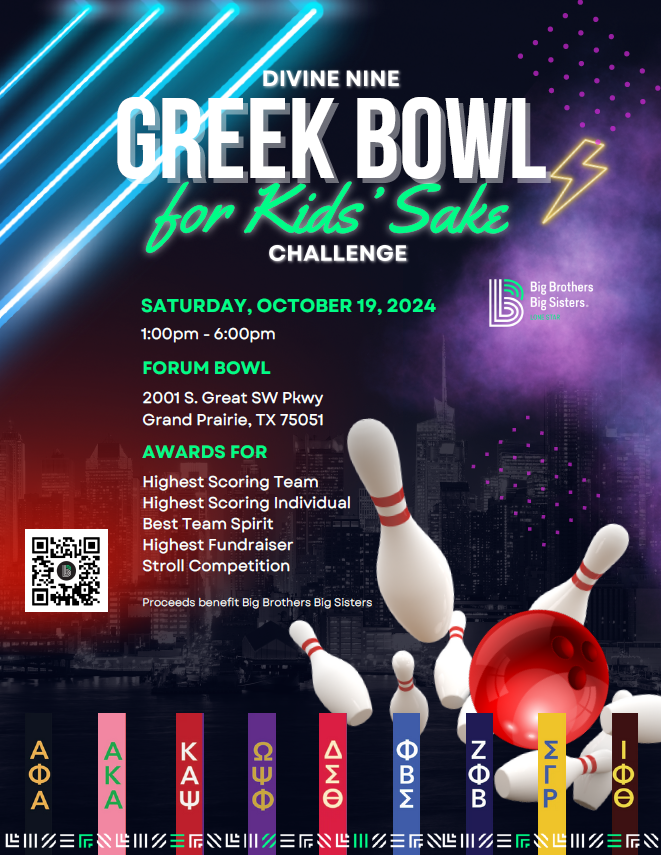 Divine Nine Greek Bowl for Kid's Sake, Big Brother Big Sister - Tarrant County